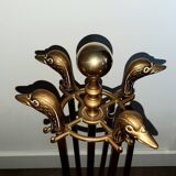 Brass goose head fireplace set