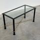 Vintage Coffee Table in Textured Black Wrought Iron and Glass with Gold Detail, 1970s