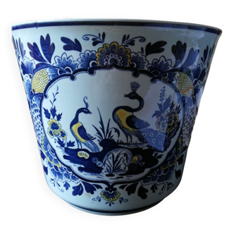 Cache pot Villeroy et Boch motif paon