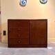 Chest of drawers, buffet with 3 drawers, 1 door in dark wood, France 1982