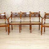 Antique Rosewood Parlor Set with Carved Backrests, Set of 3