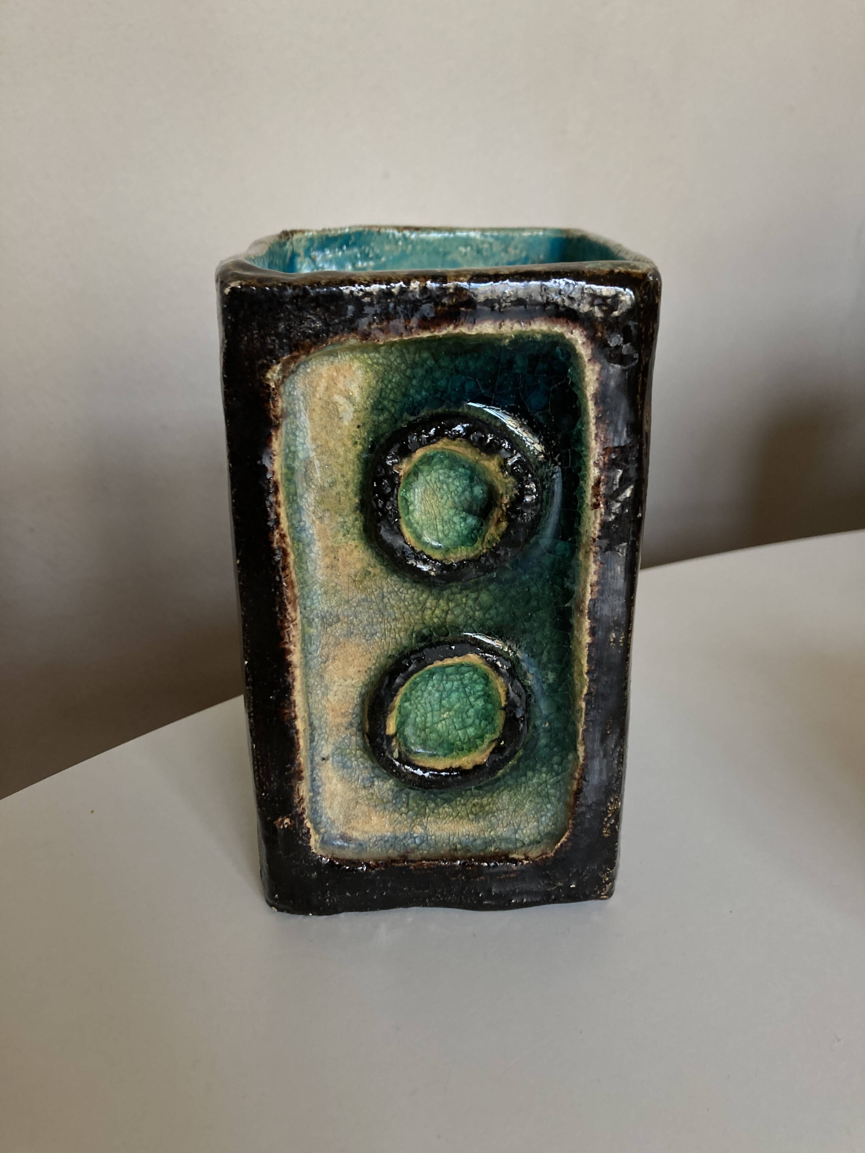 Mid century potter's vase in crystallized enameled earth