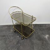 Desserte en laiton et verre fumé des années 1960