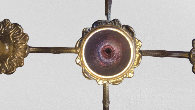 Pair of art-deco candlesticks five lights with removable light arms ~ golden regulates ~ 1930s