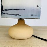 Fig lamp in sandstone and silk "fisherman" lampshade