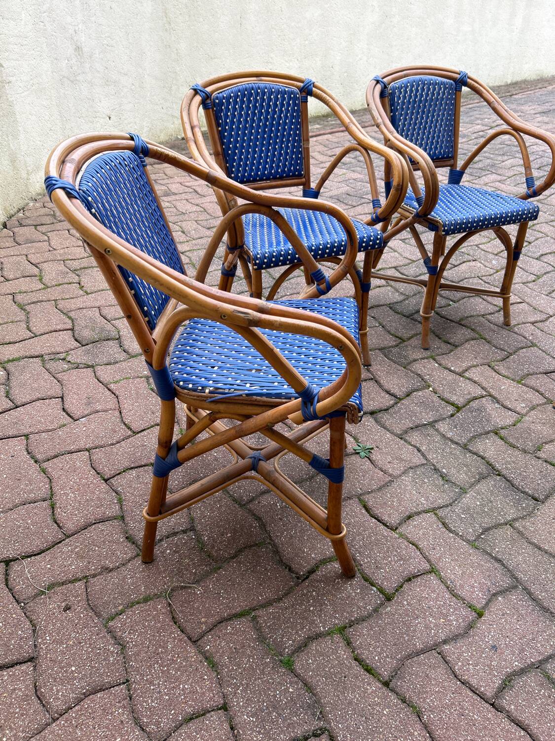 Set of 4 rattan bistro armchairs