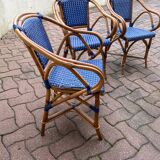 Set of 4 rattan bistro armchairs