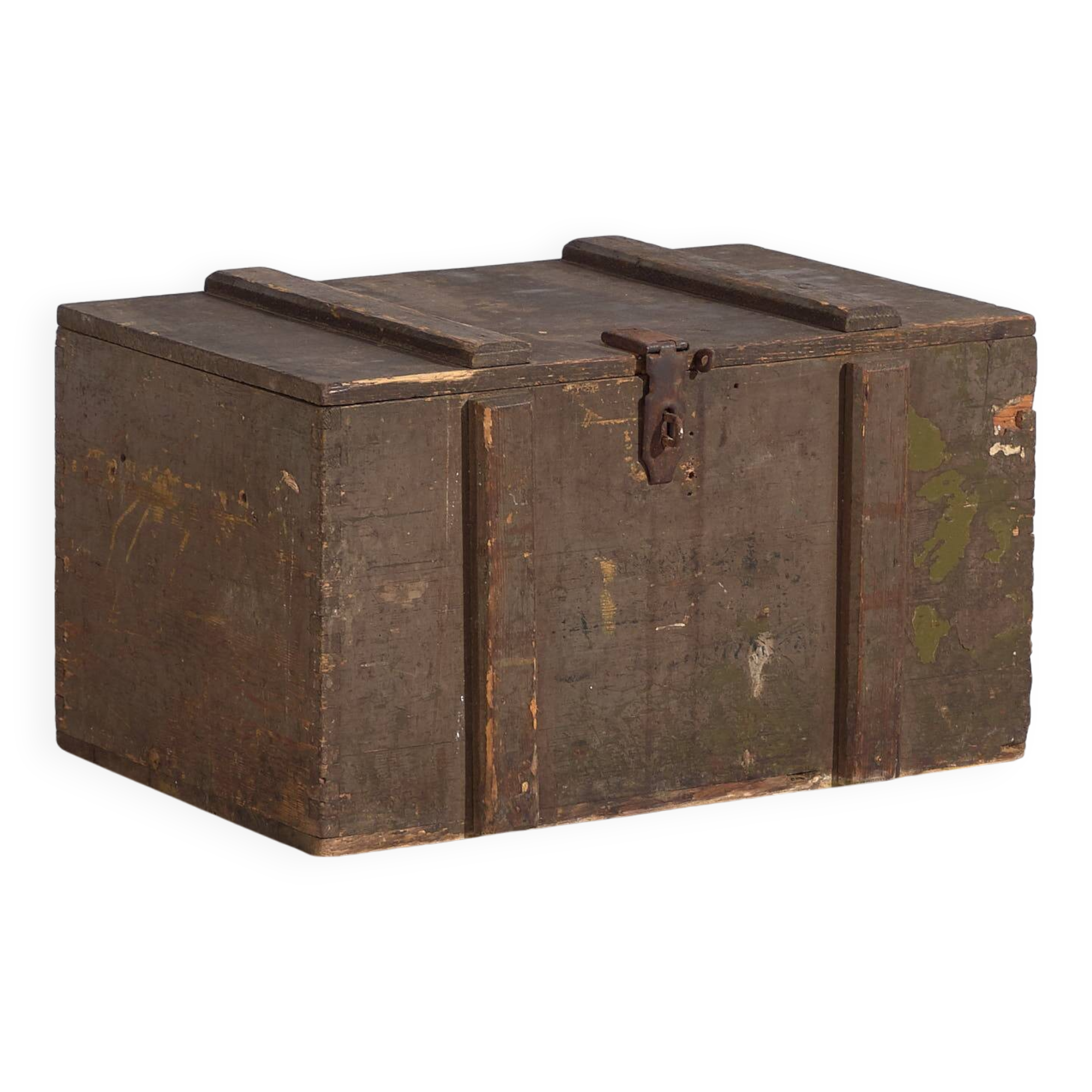 Small antique olive green chest (c.1920) #26