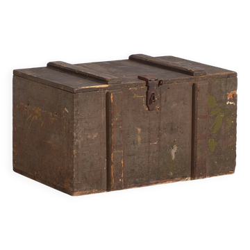 Small antique olive green chest (c.1920) #26