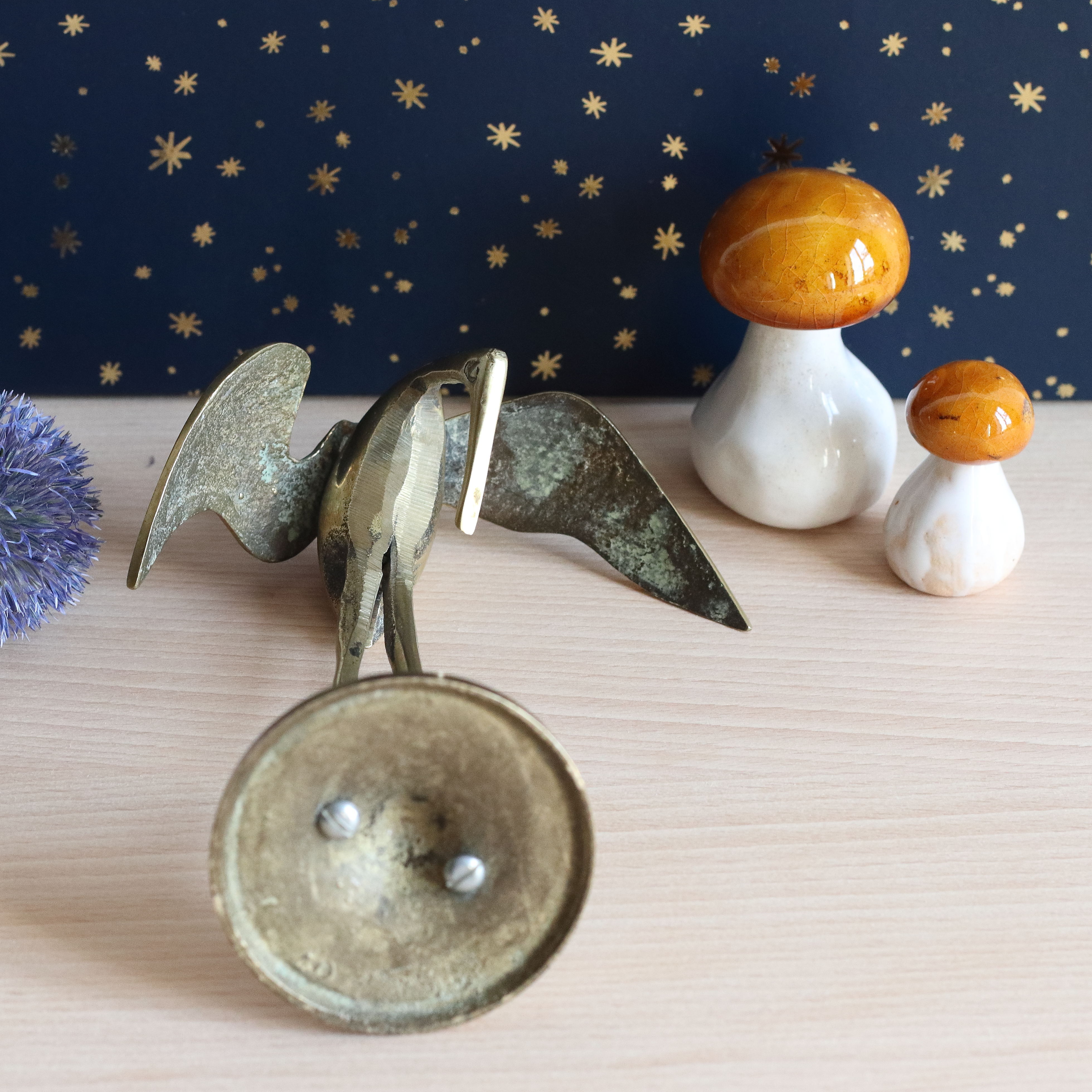 Couple of herons, golden brass