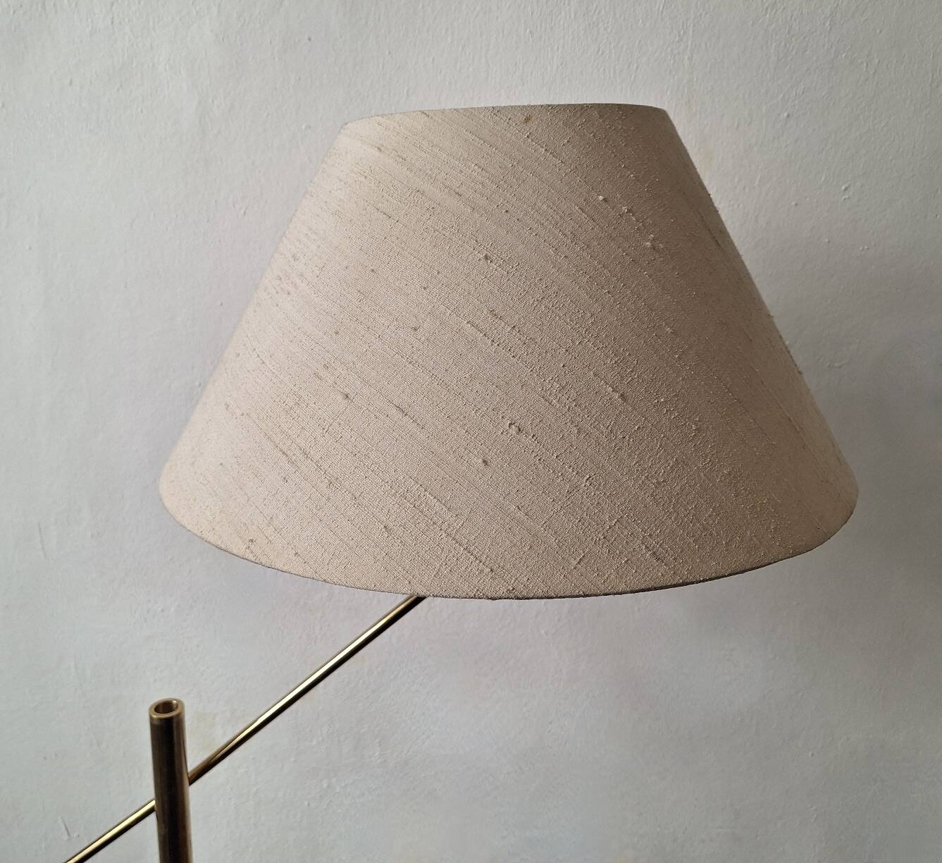 Mid century 360 deg. swing and height adjustable brass floor lamp, 1950s
