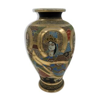 Vase satsuma cachet a identifier personnages 1900 rehaut dore