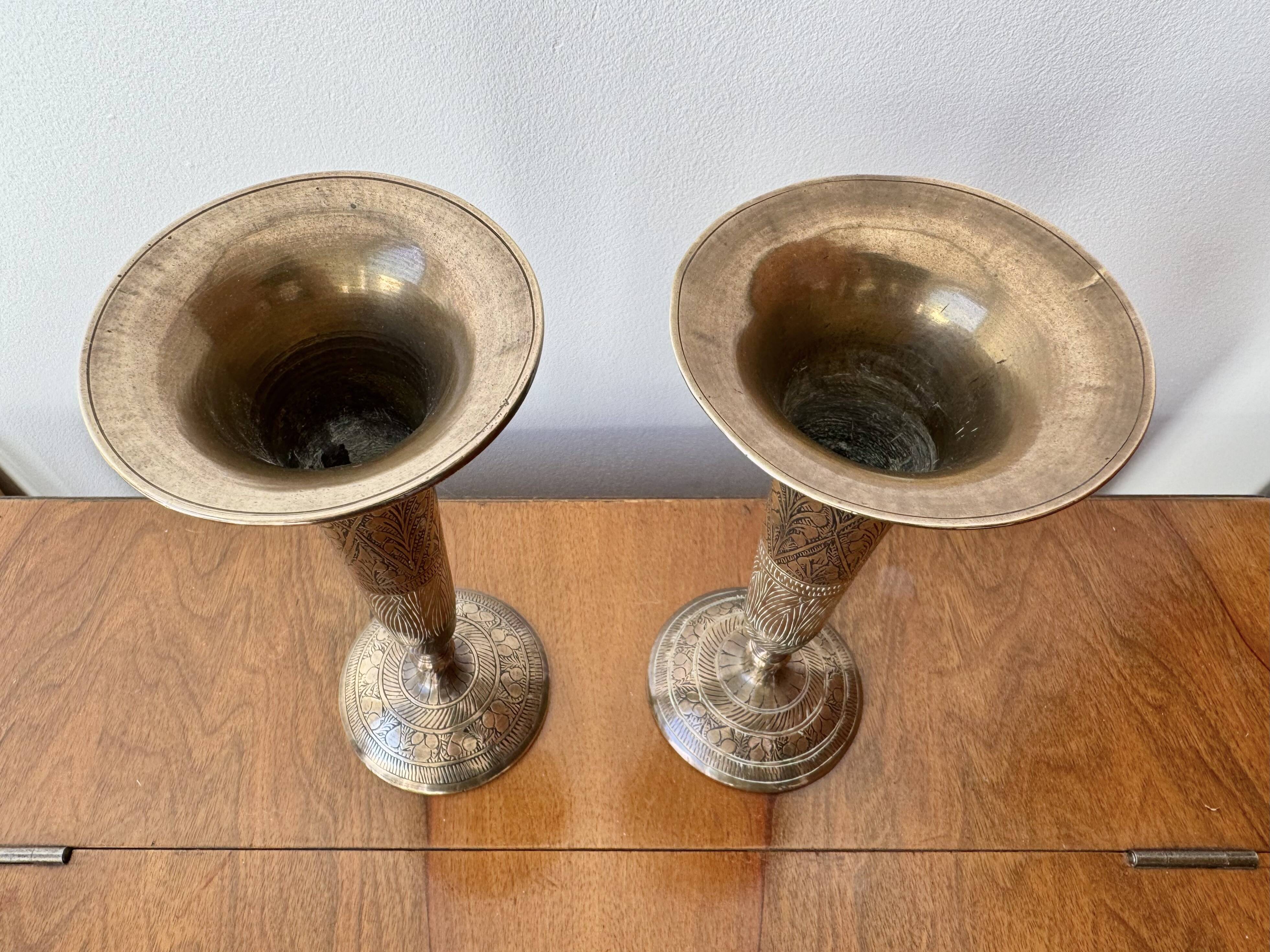Pair of Decorative Brass Vases