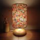 vintage light wood lamp, flower power lampshade