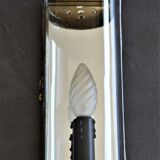 vintage mirror wall lamp, domed glass and golden brass