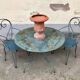 1 Table and 2 wrought iron garden chairs 1950 vintage