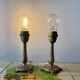 Pair of brass lamp bases - mid-century.