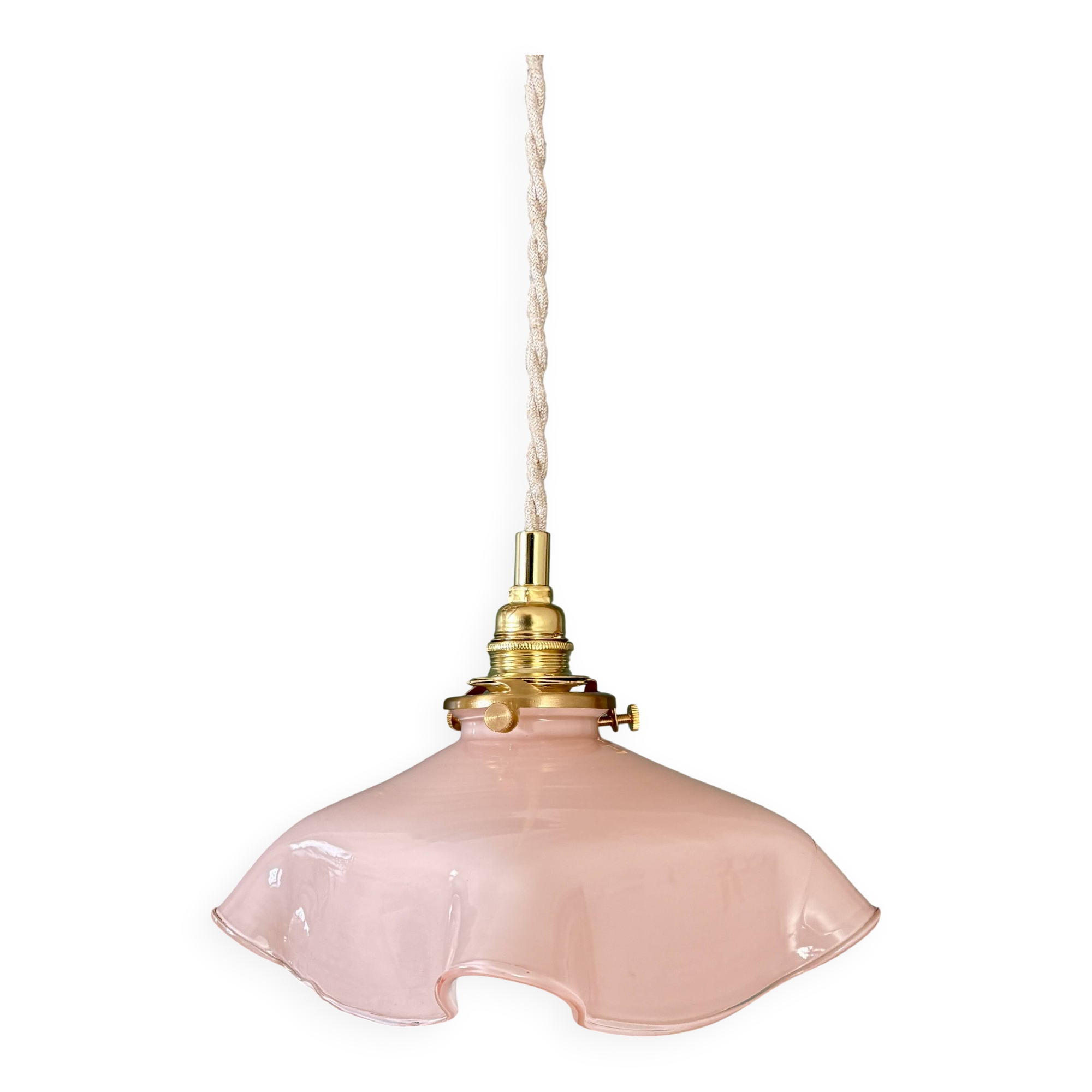 Vintage pink opaline pendant light