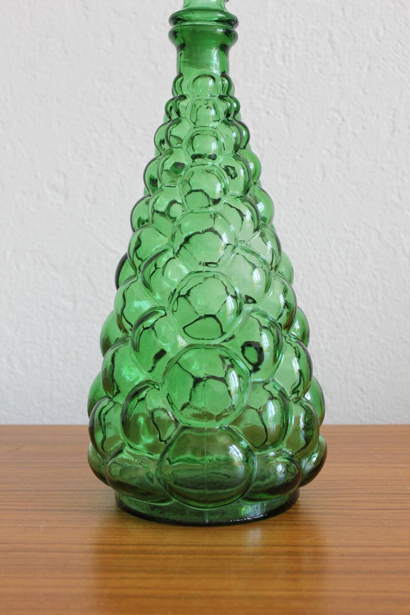 Carafe Italian bottle in vintage green empoli glass