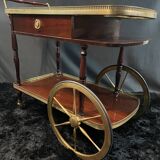 Rolling bar cart, bar trolley, bar rolling in varnished mahogany and brass