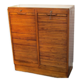 Classeur double à rideau 1950-1960 en chêne