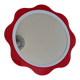 Round wall mirror 53 cm red/white vintage 1960s/70s