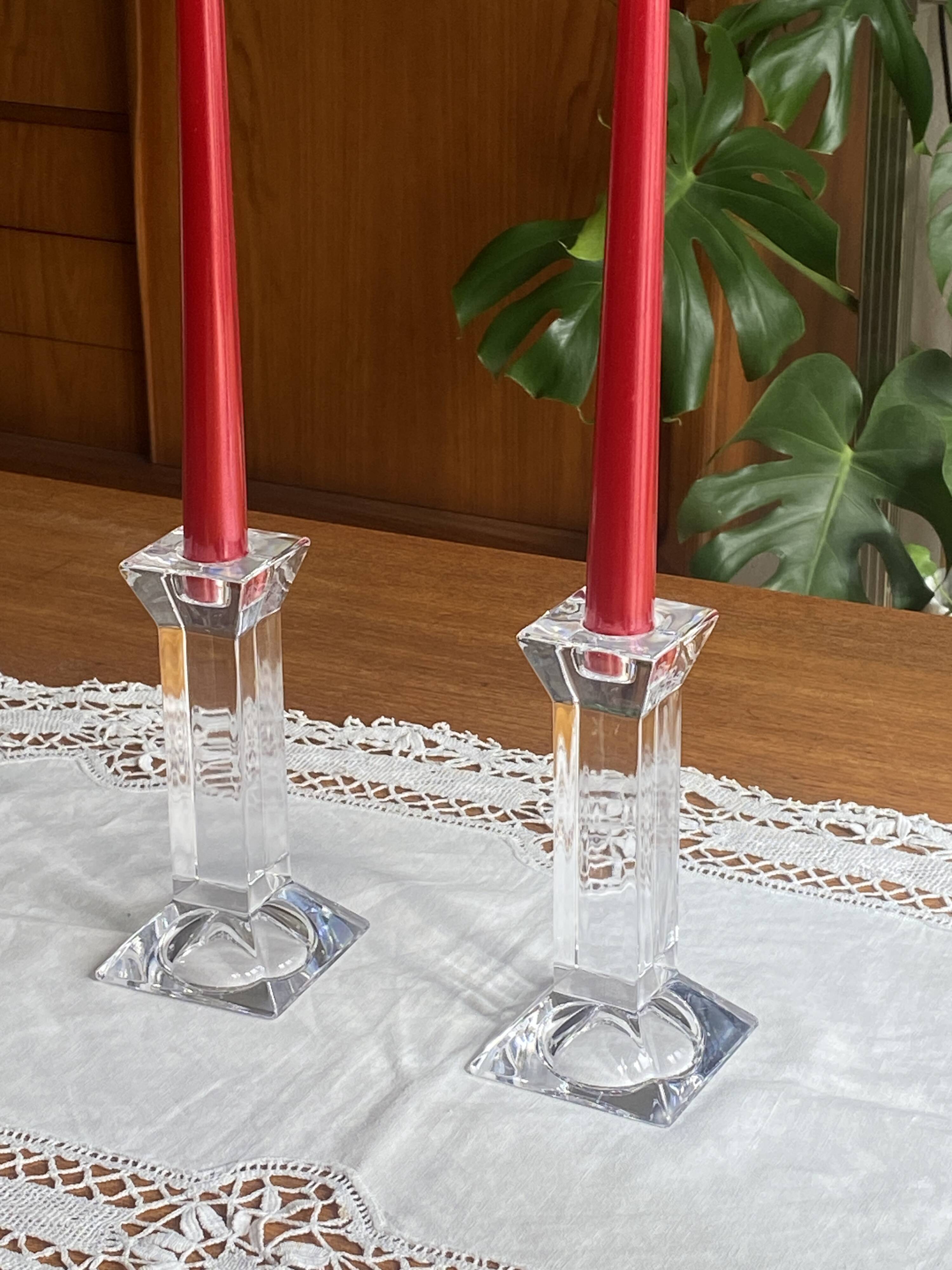 Vintage crystal candlestick pair by Villeroy & Boch - As new condition.