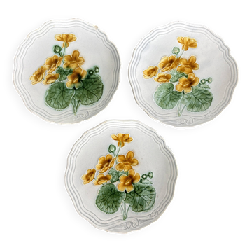 Set of 3 Small Barbotine Plates Villeroy & Boch Schramberg