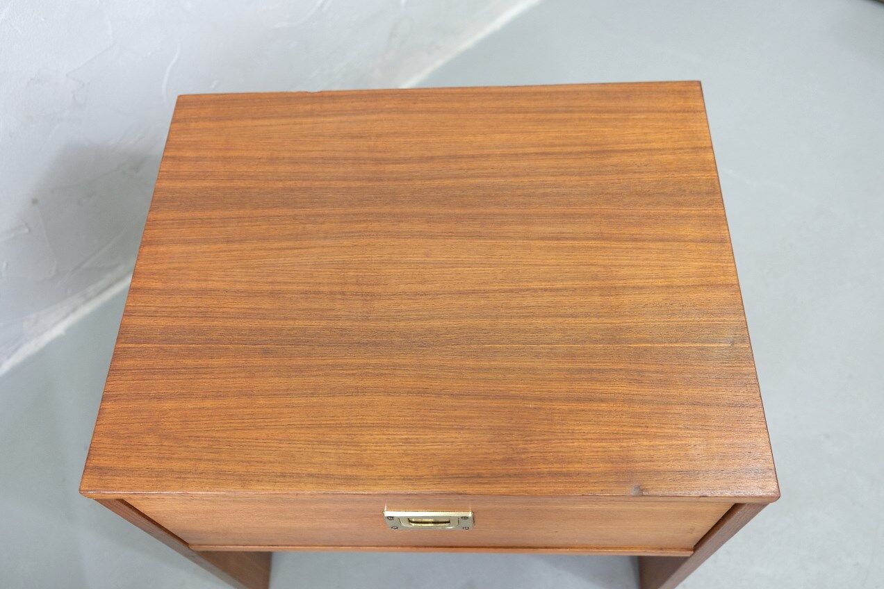 A pair of Scandinavian minimalist teak nightstand tables , 1960s