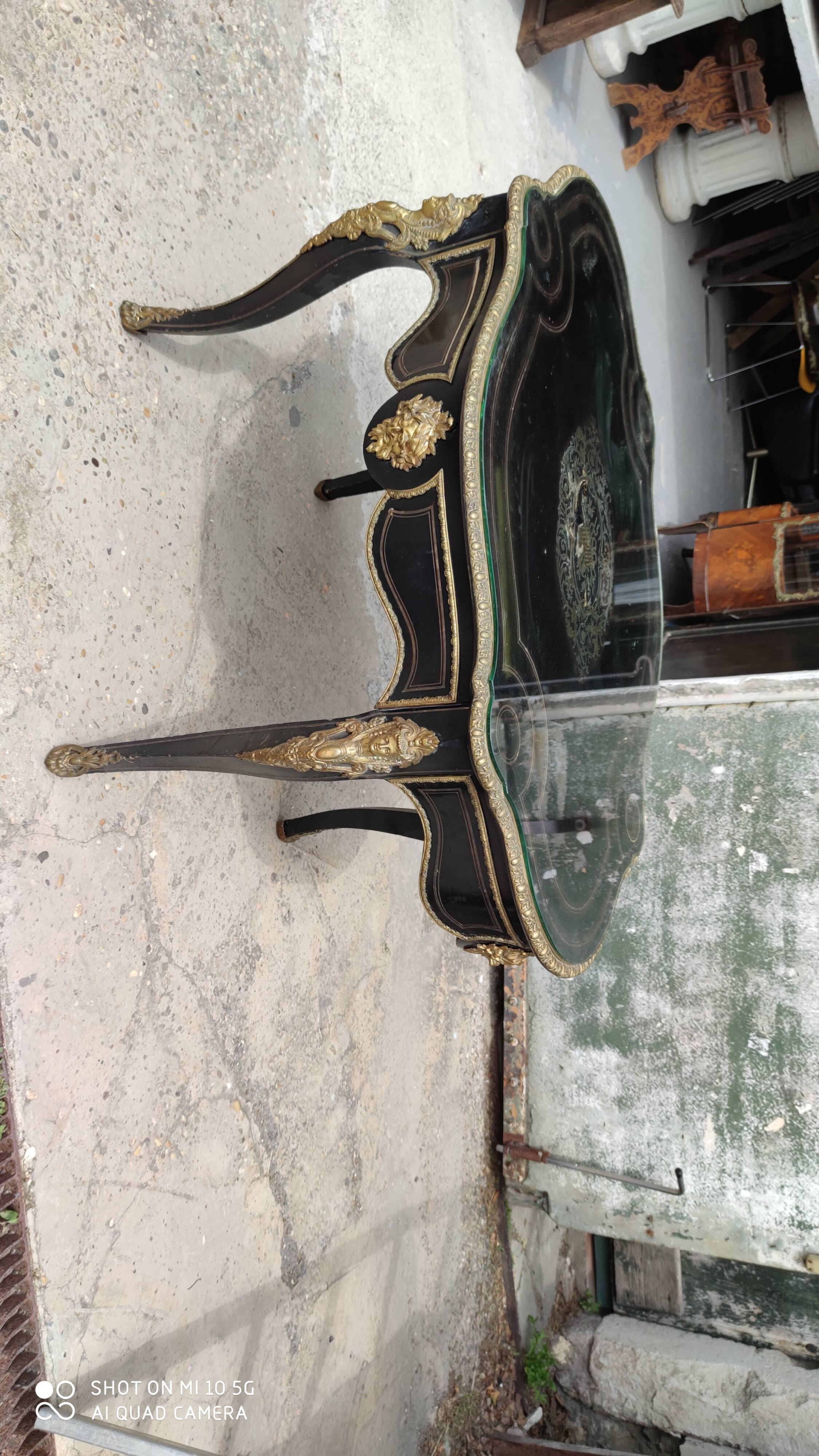 Table desk middle marquetry called "Boulle" napoleon III era