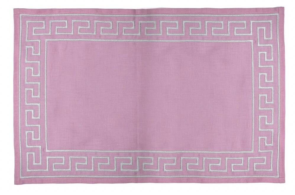 Pink embroidered Greek placemats