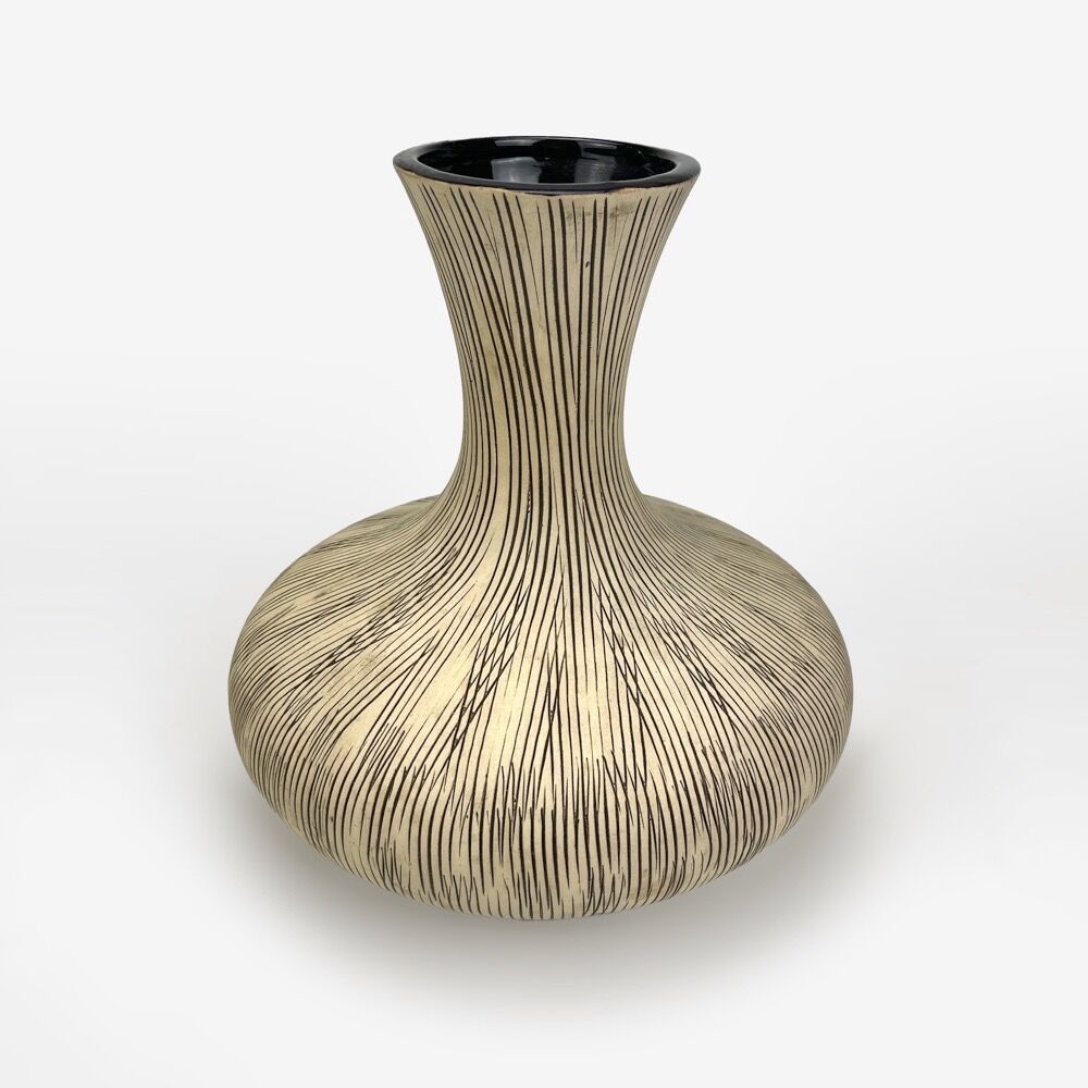 Striated ceramic vase design 1950