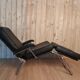 Long chair relax vintage skaï noir by condor-pParis 1970