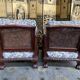 Pair of English mahogany and canning armchairs