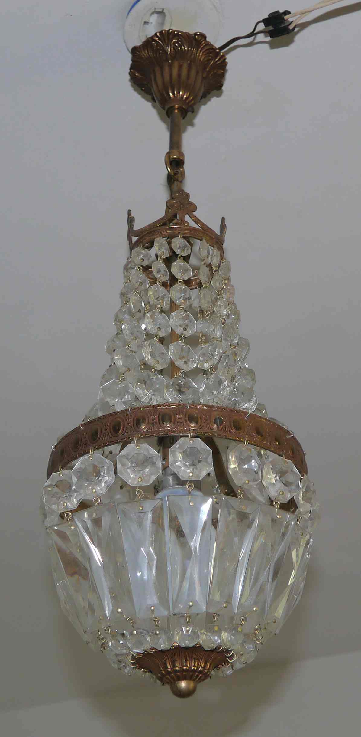 Suspension chandelier with metal and glass grapevines manufactured 60's / 70's