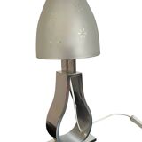 Metal foot lamp with thick glass lampshade