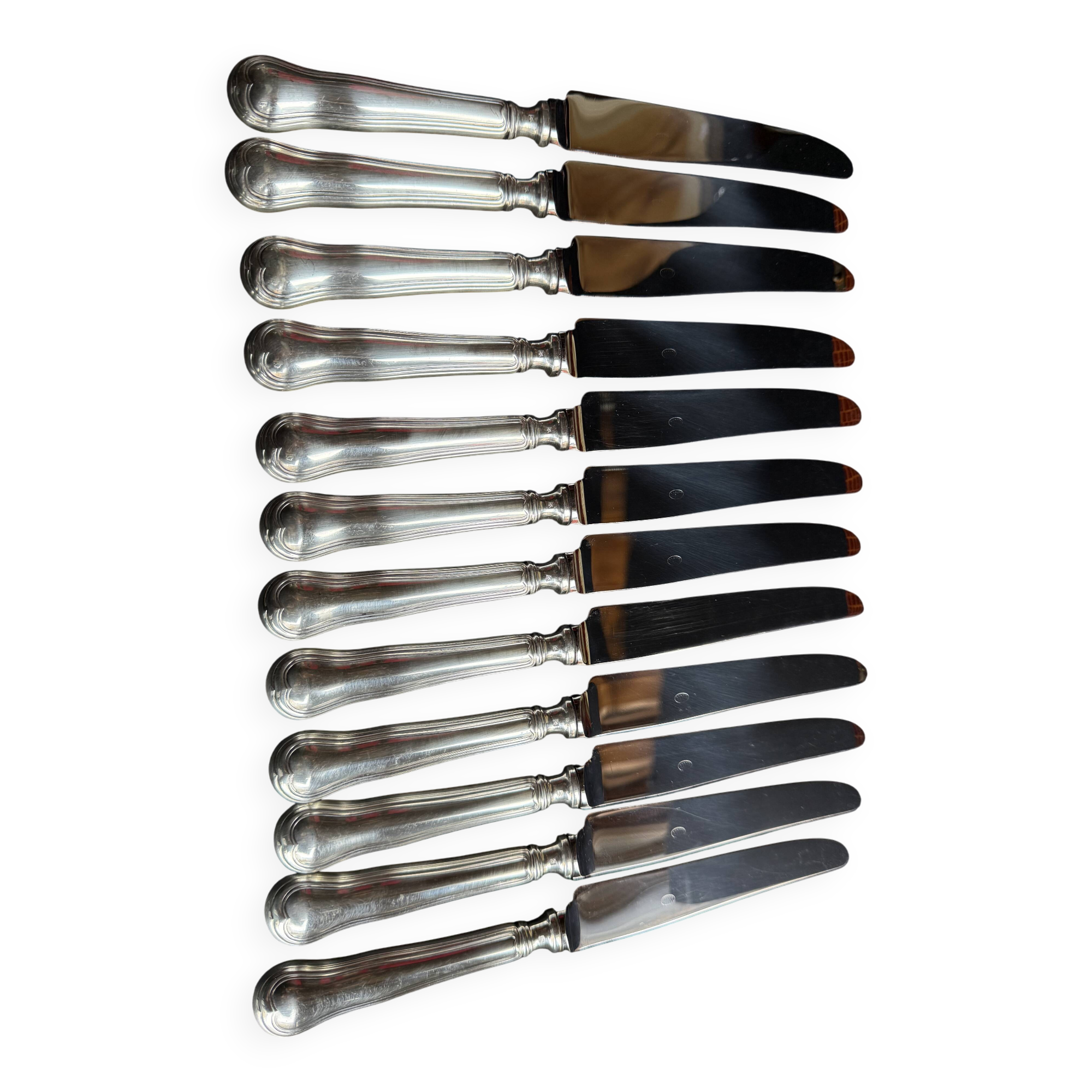 Box of 12 table knives – Silver metal and stainless steel
