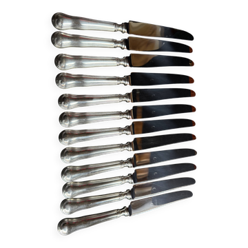Coffret 12 couteaux de table – Métal argenté et inox