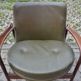 Ib Kofod Larsen for Fröscher Sitform olive leather Lounge Chair