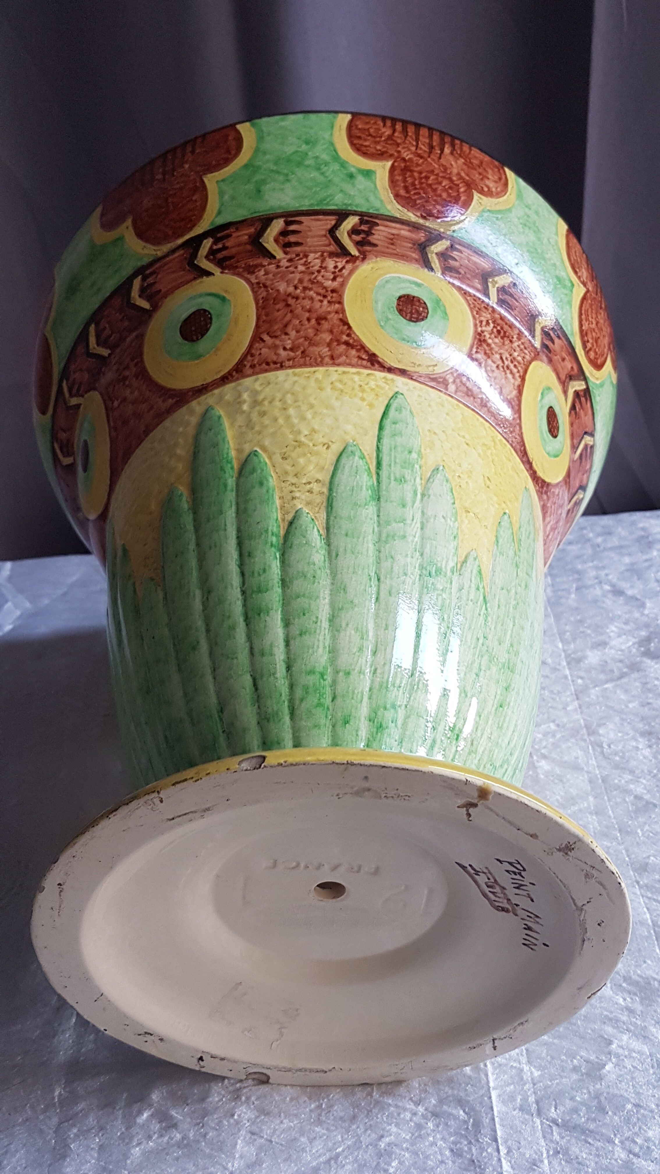 Art-deco vasque lamp in faience