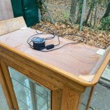 Louis Philippe illuminated display cabinet in solid oak from the 20th century