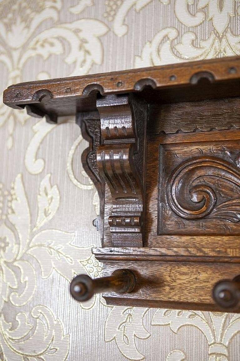Early 20th Century Oak Coat Rack in Dark Brown, 1950s