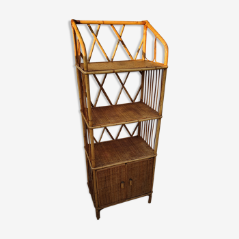 Large vintage rattan shelf from the 70s