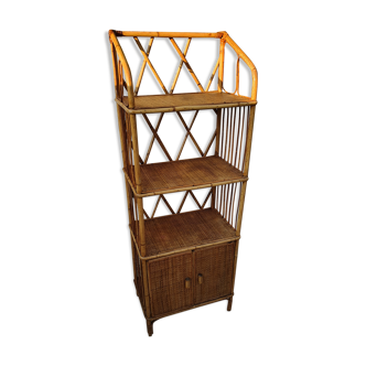 Large vintage rattan shelf from the 70s