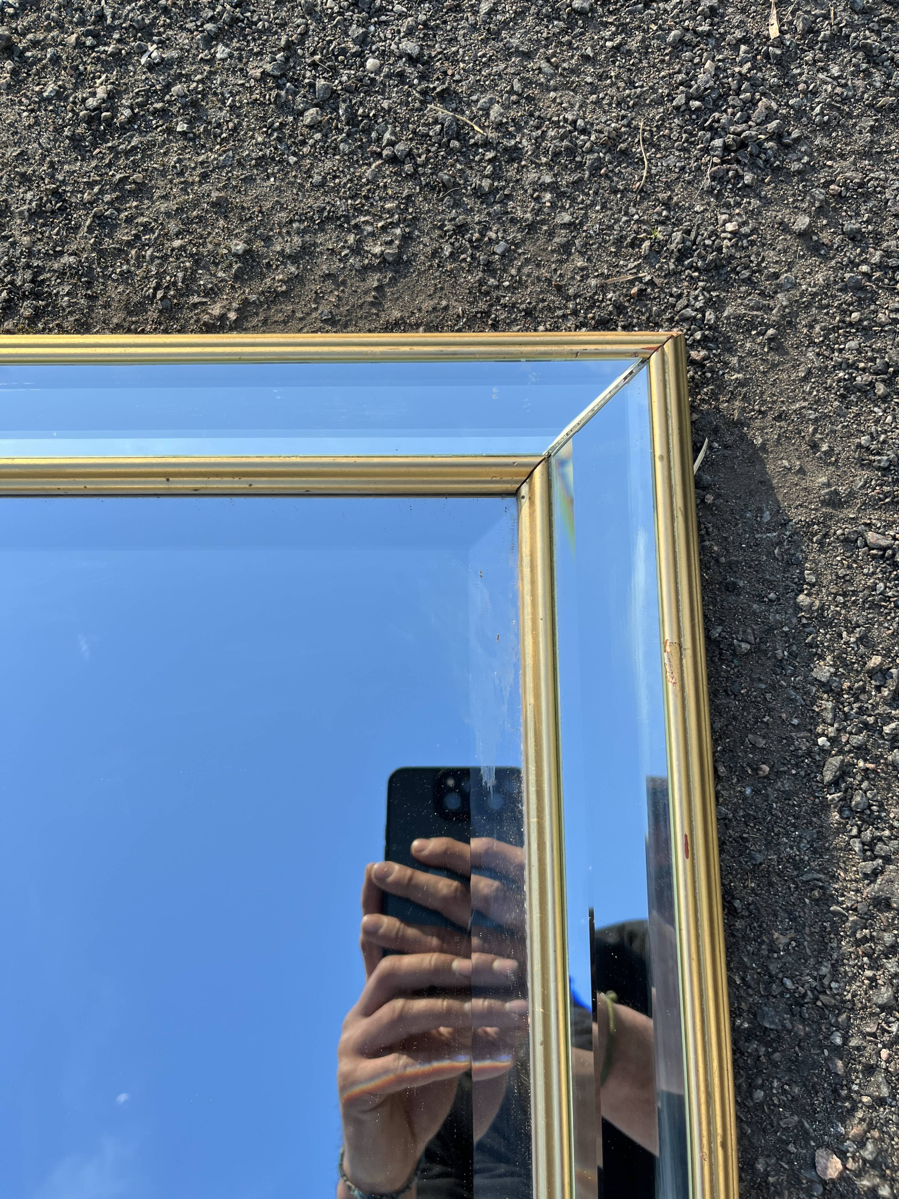 Louis XVI style gilded glazing bead mirror