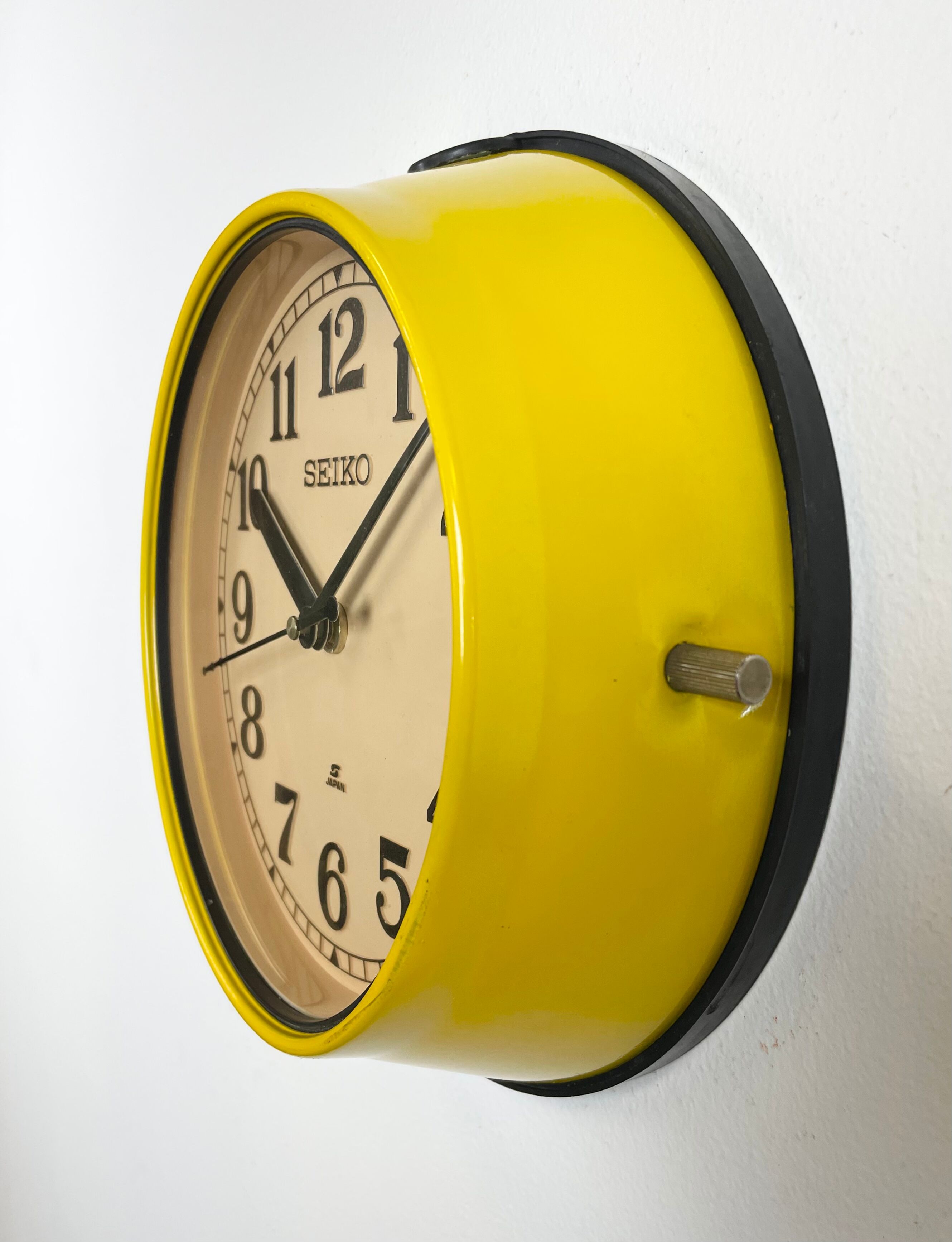 Vintage Yellow Seiko Navy Wall Clock, 1980s Selency