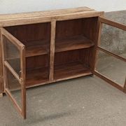 Glass sideboard in antique wood