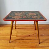 Vintage 1965 wooden compass leg side table