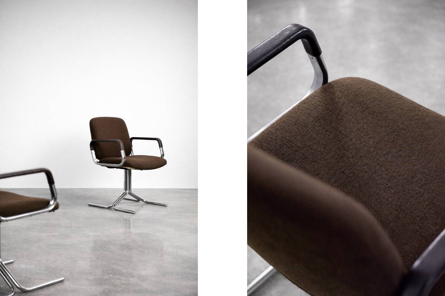 Pair of Vintage Mid-Century German Modern Fabric and Aluminium Chairs Mauser