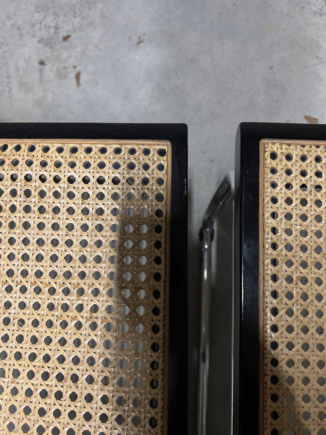 Pair of Marcel Breuer B32 Cesca black chairs